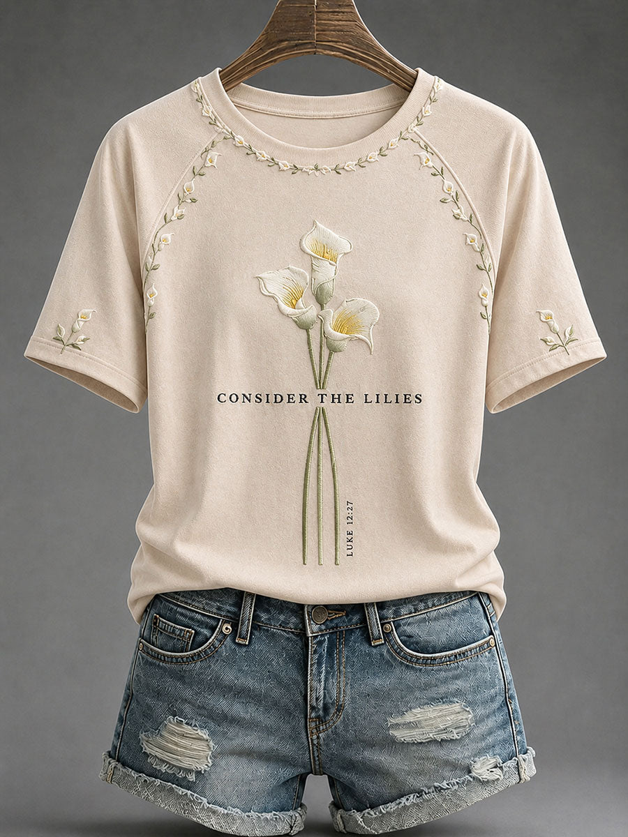 Women’s 'Consider The Lilies' Printed Casual T-Shirt