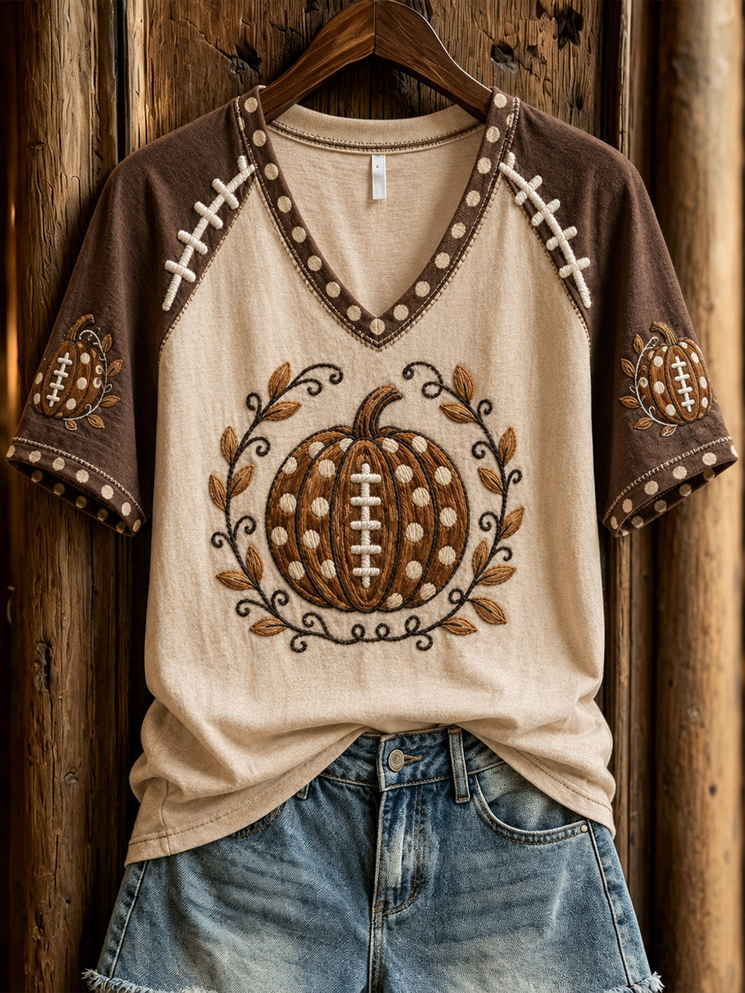 Women's Autumn Pumpkin Pattern Casual Short Sleeve T-shirt