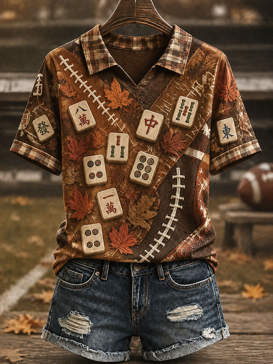 Women's Autumn Rugby Mahjong Tops