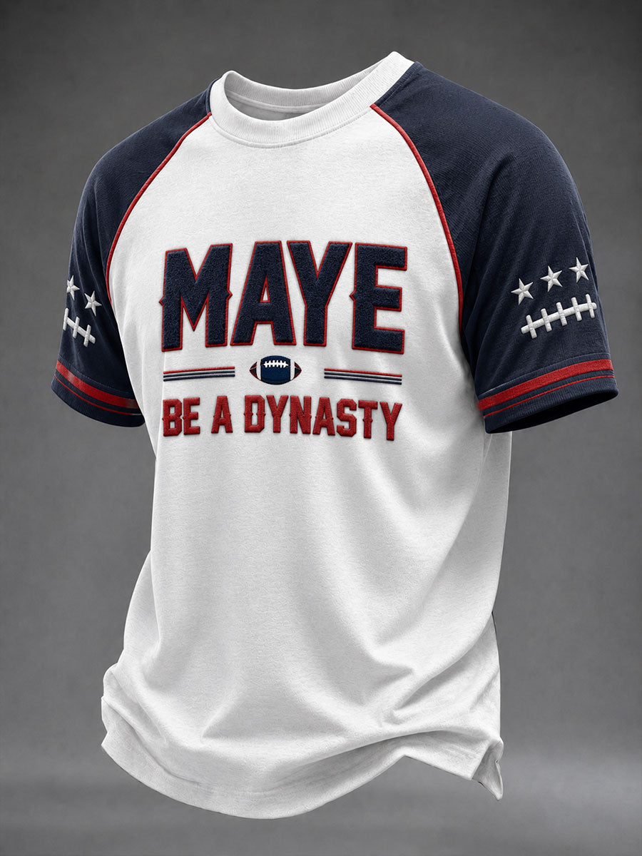 Men's Maye Be A Dynasty Football Print Short Sleeve T-shirt