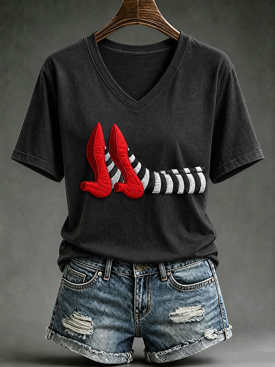 Women's Fun Halloween Witch Legs Short-sleeved T-shirt