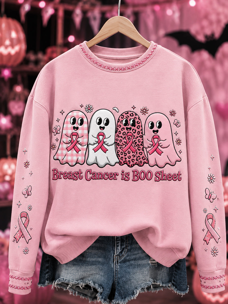 Women's “Breast Cancer is BOO Sheet” Print Sweatshirt