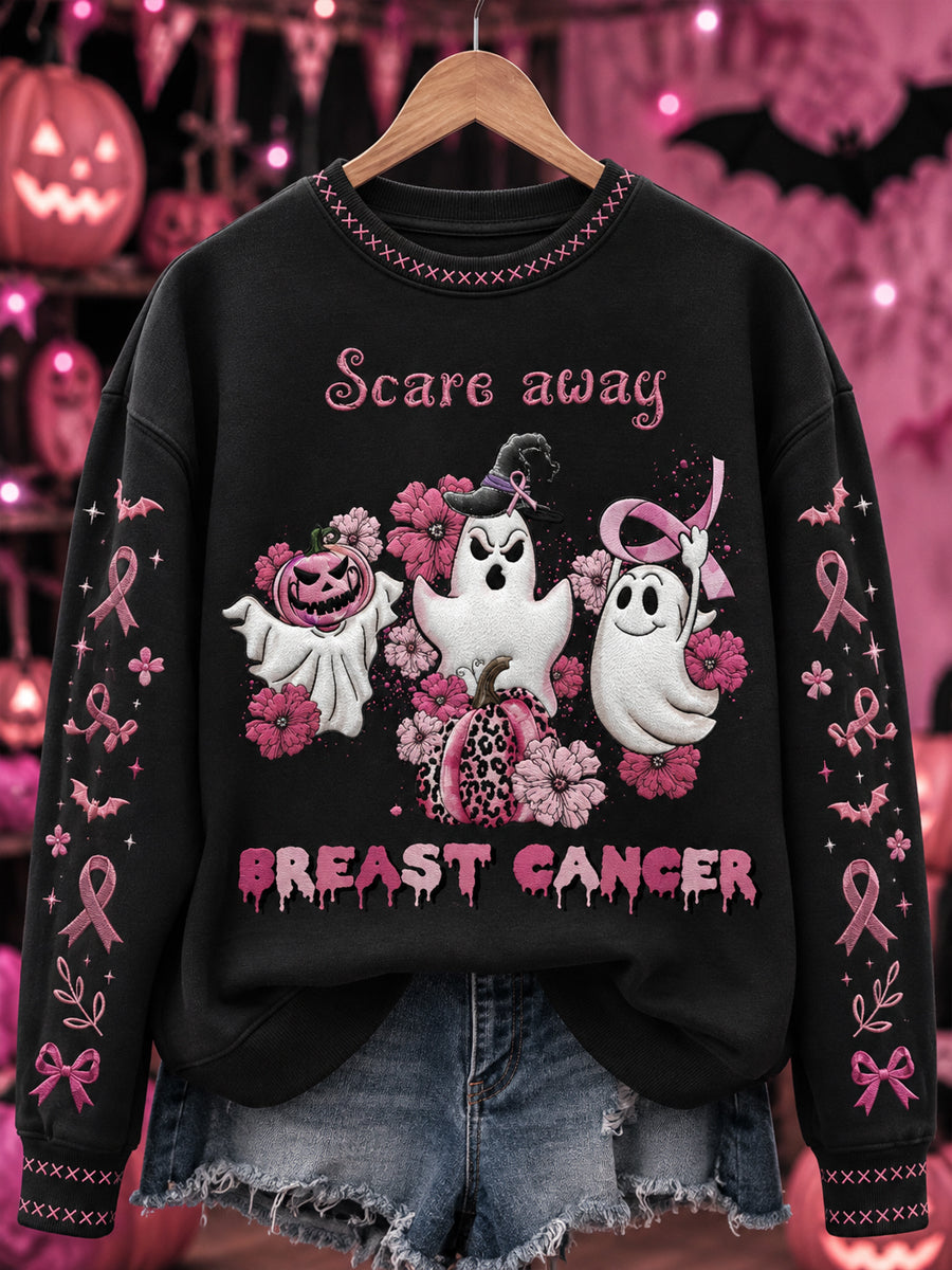 Women's “Scare away BREAST CANCER” Print Sweatshirt