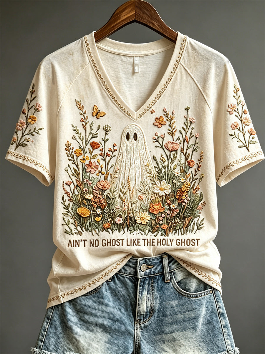 Women's Ain't No Ghost Like the Holy Ghost Floral Print short-sleeved T-shirt