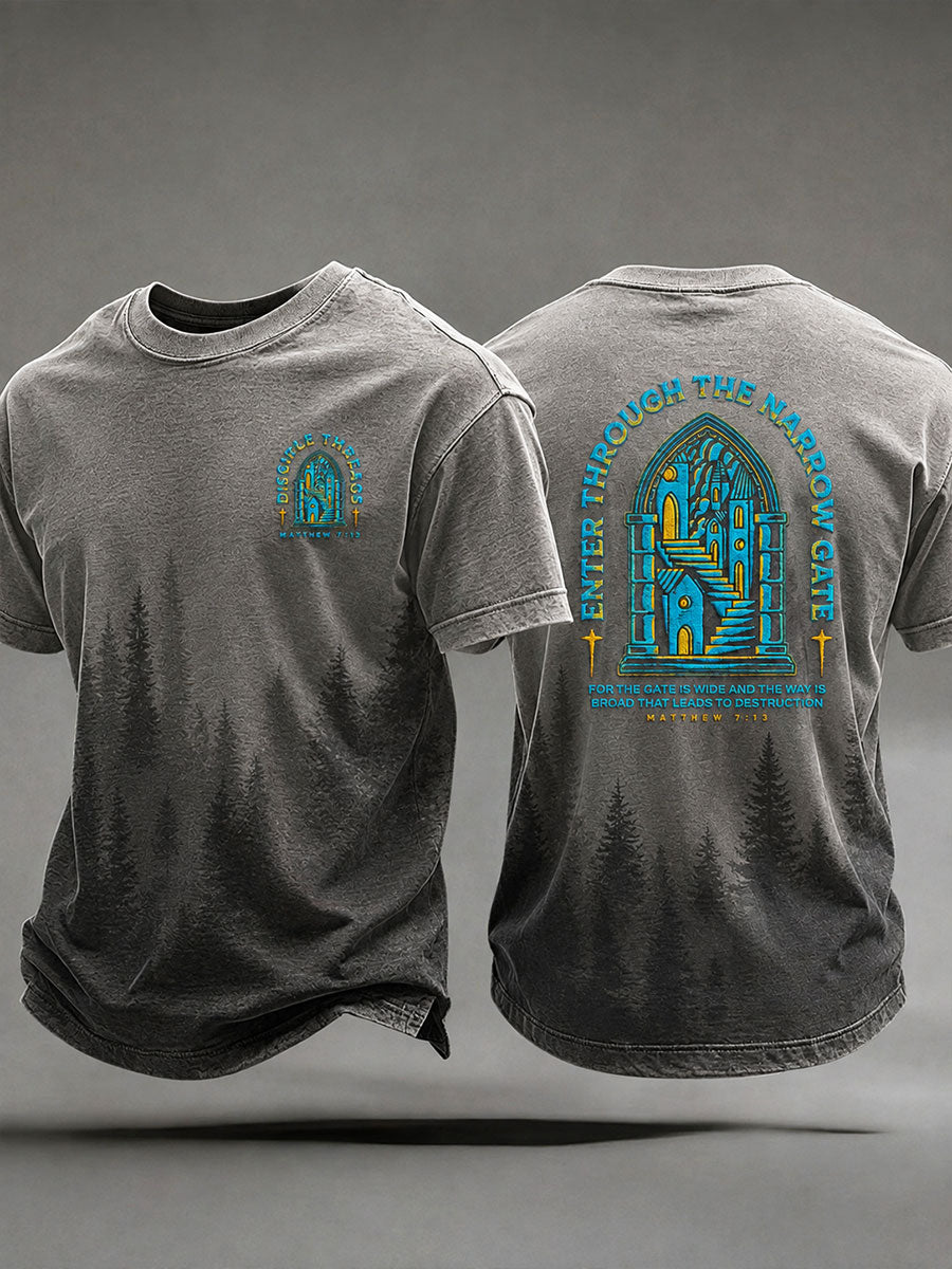 Men's 'Matthew 7:13 – choosing the faithful path over the easy one' Faith T-shirt