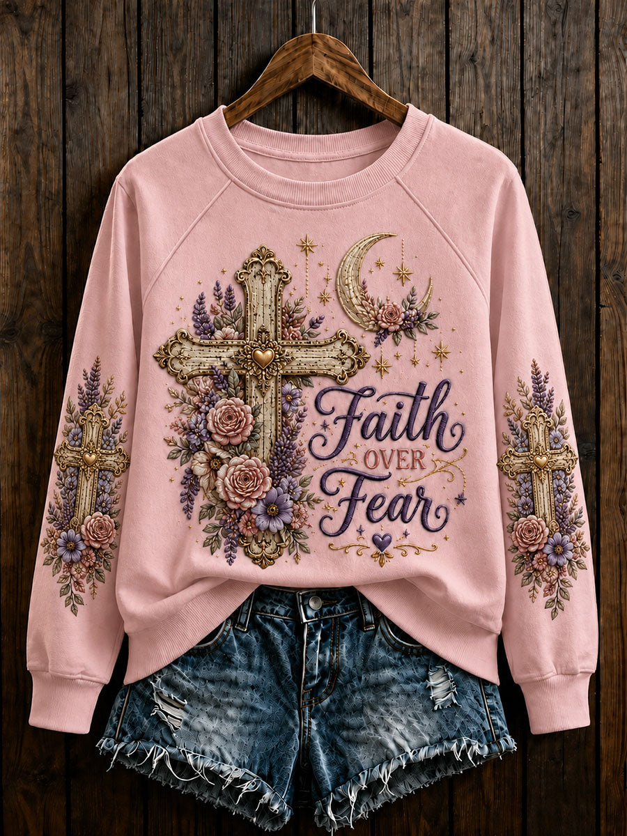 Women's Floral Cross Print Casual Sweatshirt