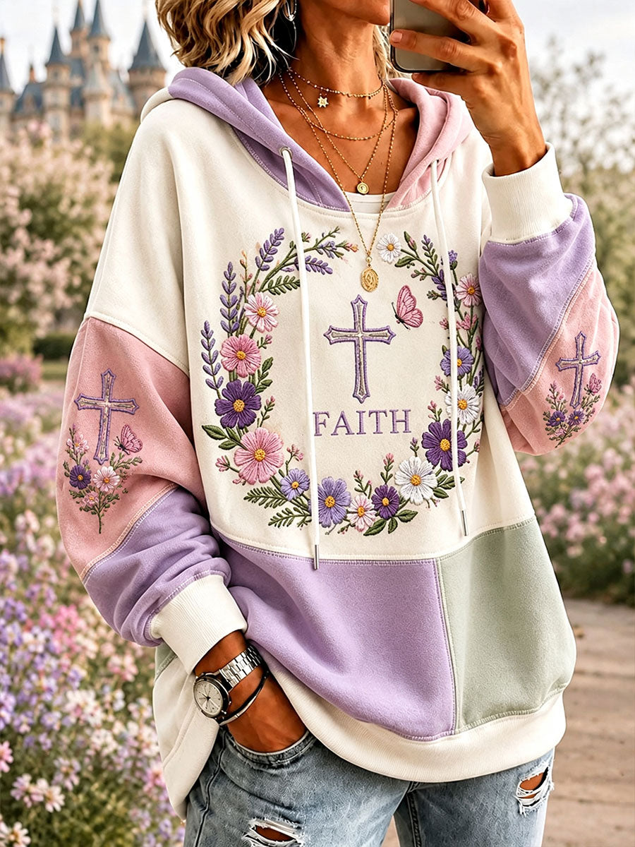 Women's floral cross Faith hoodies
