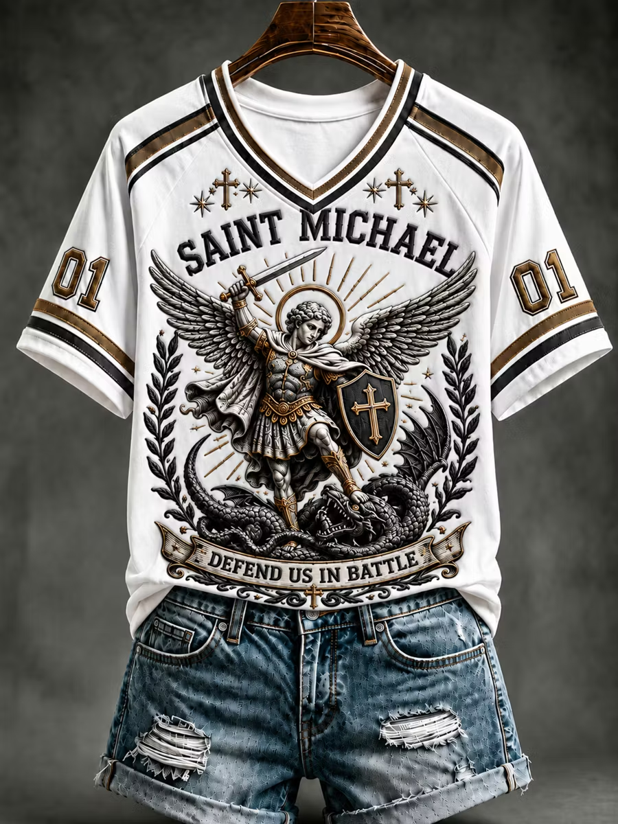 Women's Retro Saint Michael the Archangel Short-sleeved T-shirt