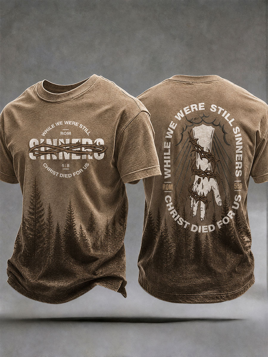 Men's Christ Died For Us Romans 5:8 T-shirt