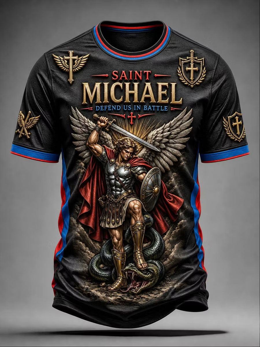 Men's Saint Michael Defend Us In Battle Short Sleeves T-shirt