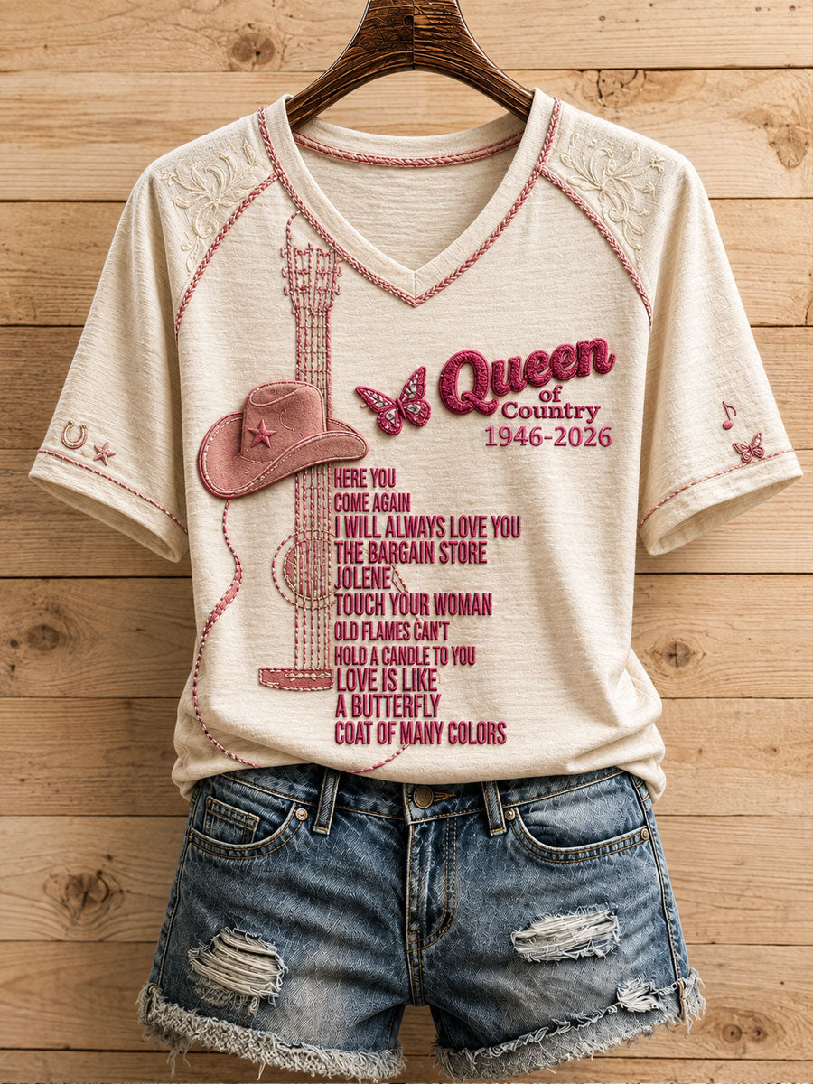 Women's Rip Country Music Lover Queen of Country Printed T-shirt
