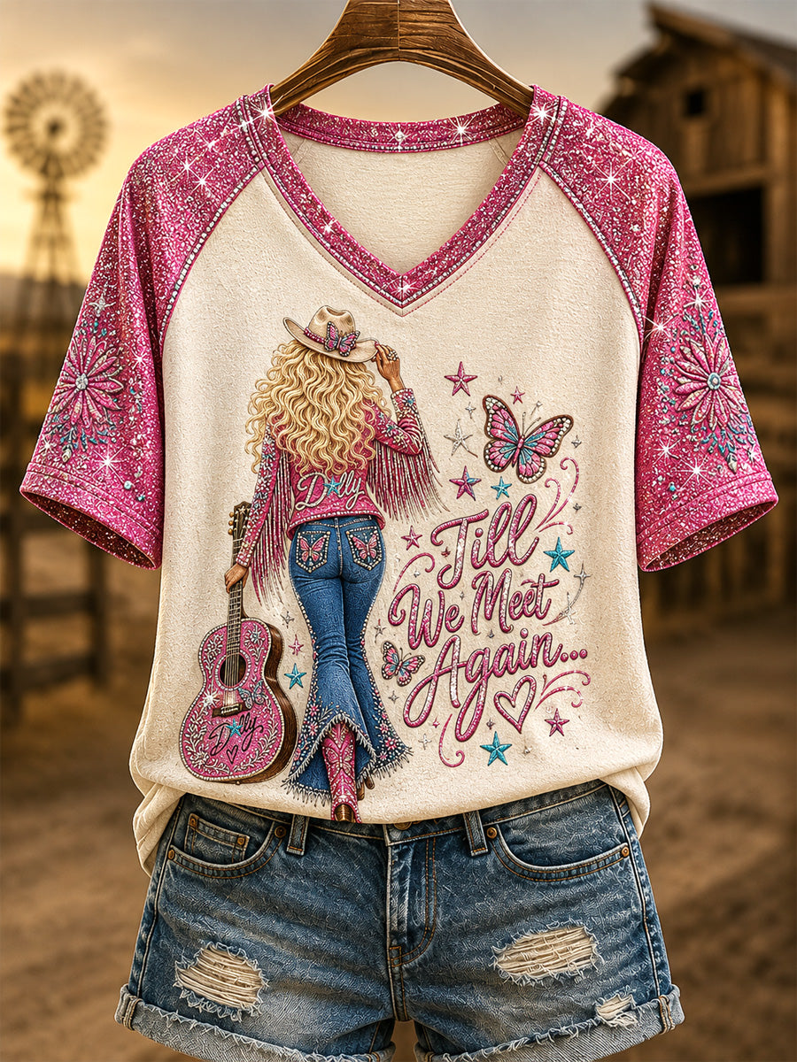 Women's R.I.P Country Music Legend Tribute V-Neck Tee