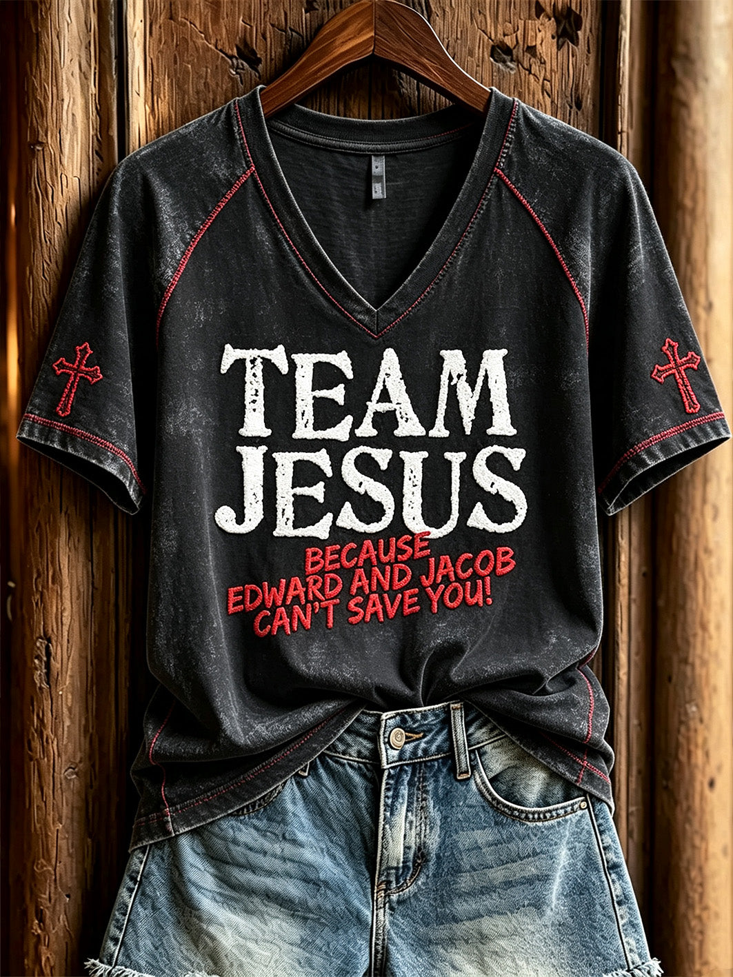 Women's faith-themed fun slogan pattern printed casual short-sleeve T-shirt