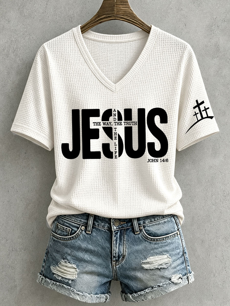 Women's Jesus The Way The Truth And The Life Waffle Top