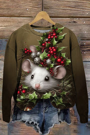 Unisex Christmas Mouse Graphic Print Short Sleeve T-Shirt
