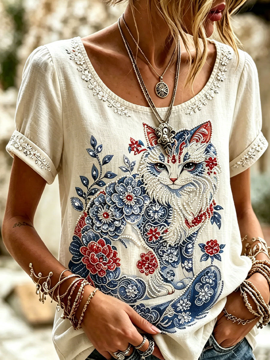 Women's elegant linen cotton top