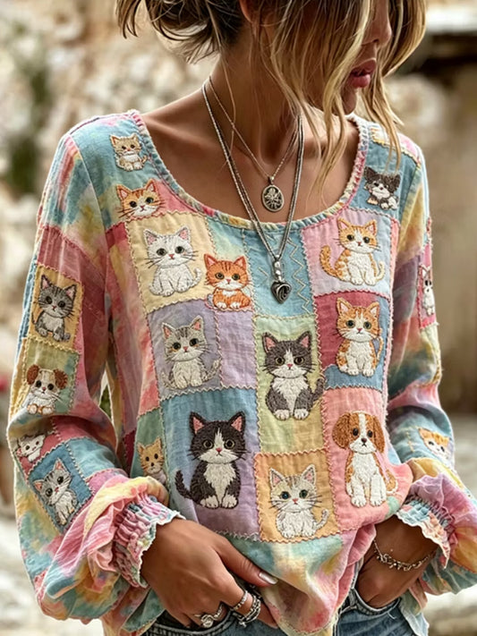 Women's Retro Animal Art Print Casual Top