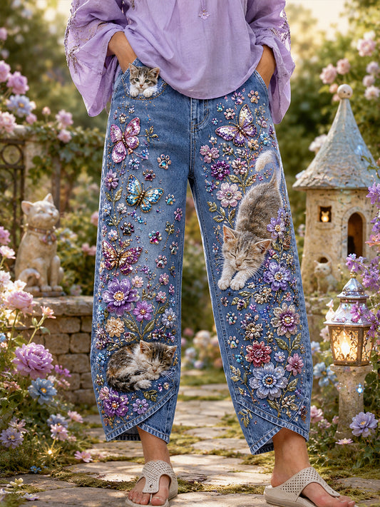Women's Retro Animal Print Casual Jeans