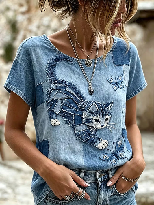 Women's Retro Animal Art Print Casual T-shirt