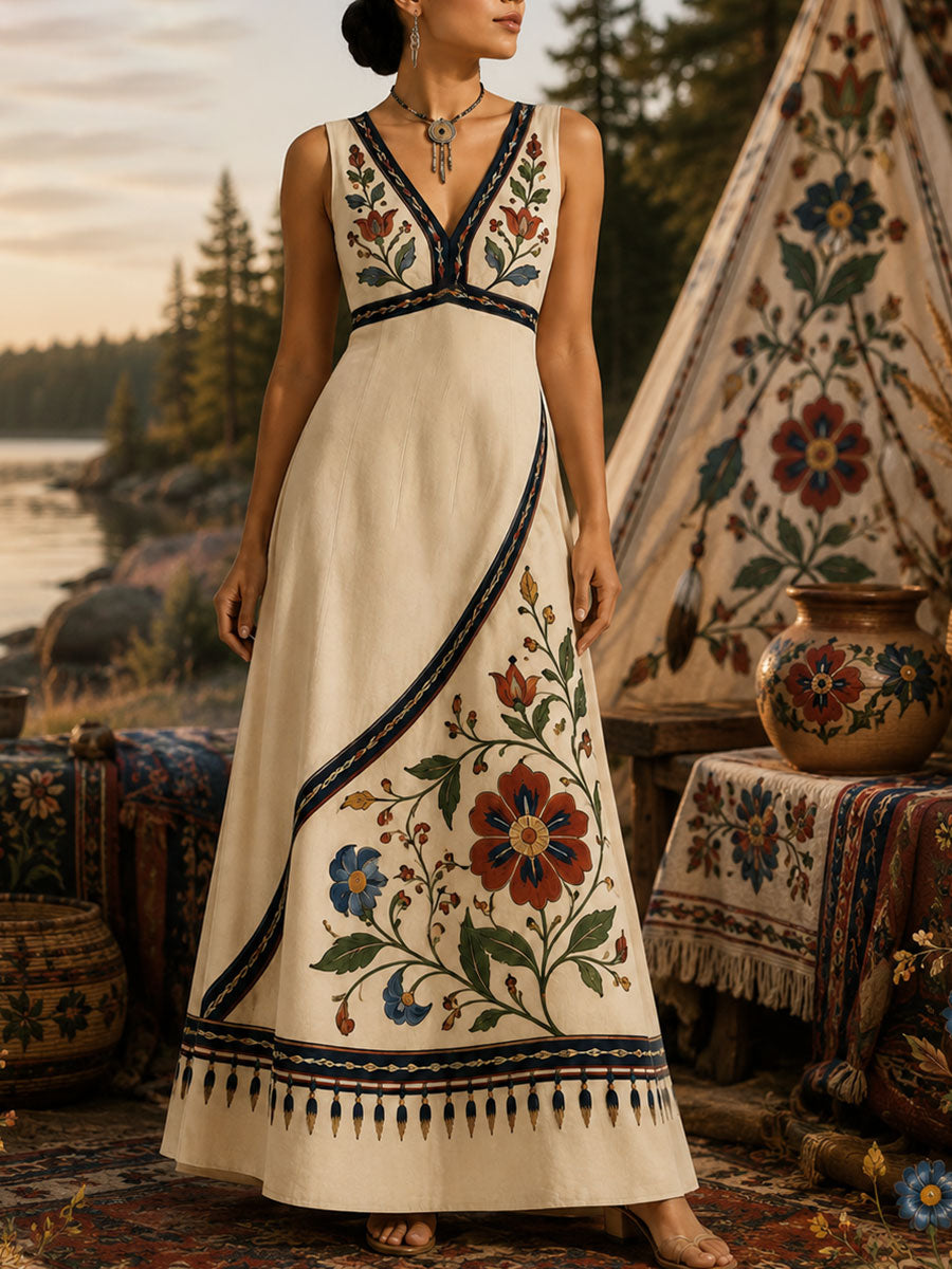 Women's Indigenous Print Casual Dress