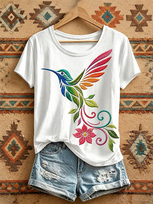 Women's Hummingbird Indigenous Art T-Shirt
