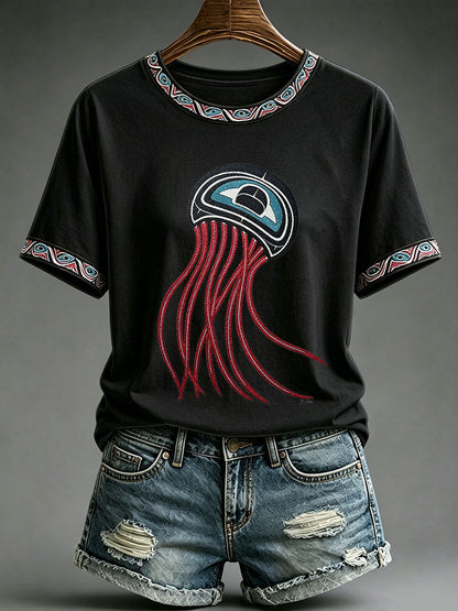 Women's Indigenous Totem Print Casual T-Shirt