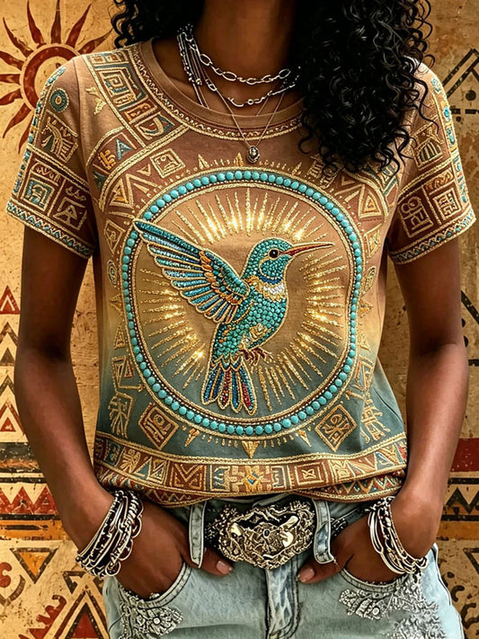 Women's Indigenous Print Casual T-Shirt