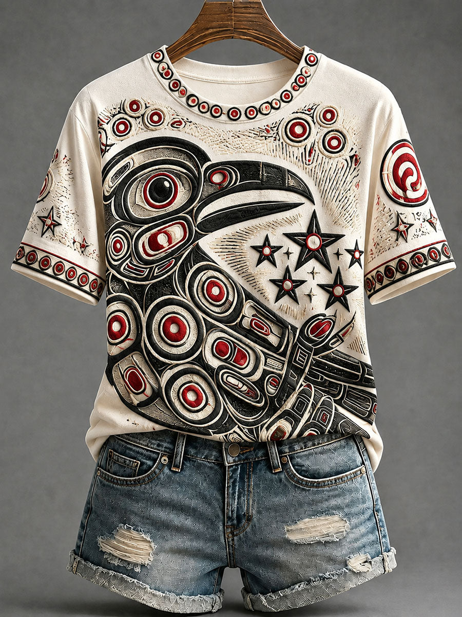Women’s Indigenous Print Casual T-Shirt