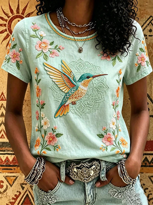 Women's Indigenous Print Casual T-Shirt