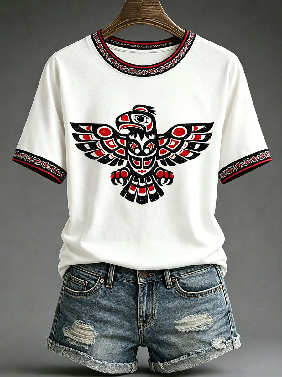 Women's Indigenous Art Print Casual T-Shirt