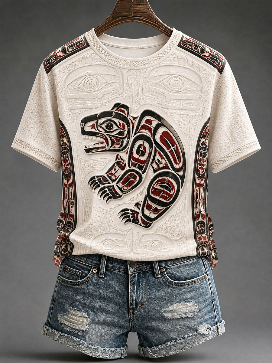 Women's Indigenous Totem Print Casual T-Shirt