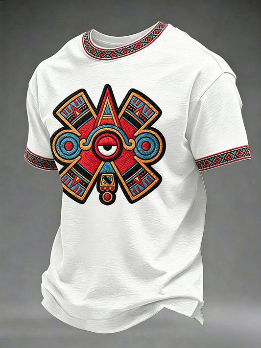 Men's Aztec Eye Print Casual T-shirt