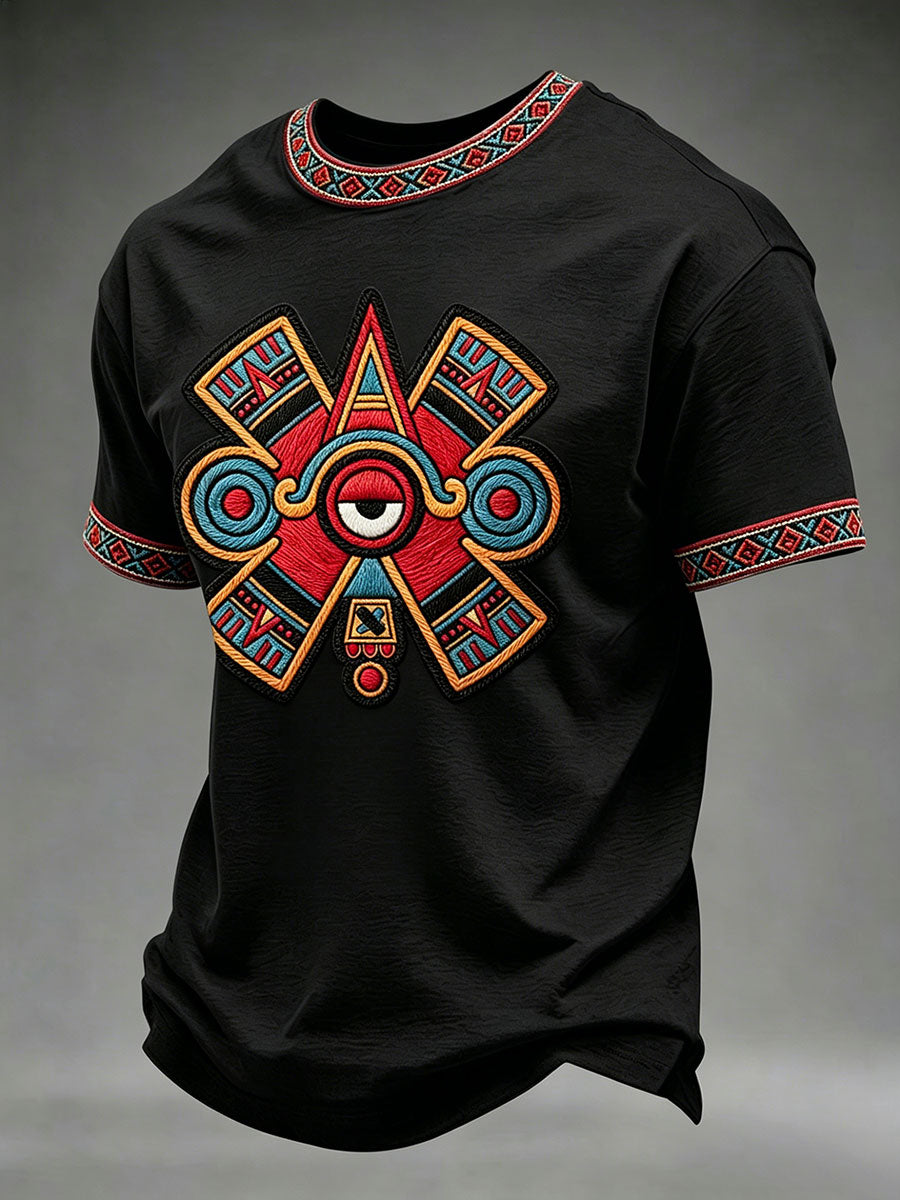 Men's Aztec Eye Print Casual T-shirt