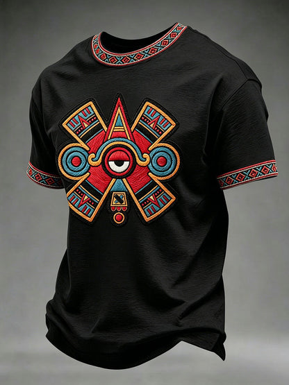 Men's Aztec Eye Print Casual T-shirt