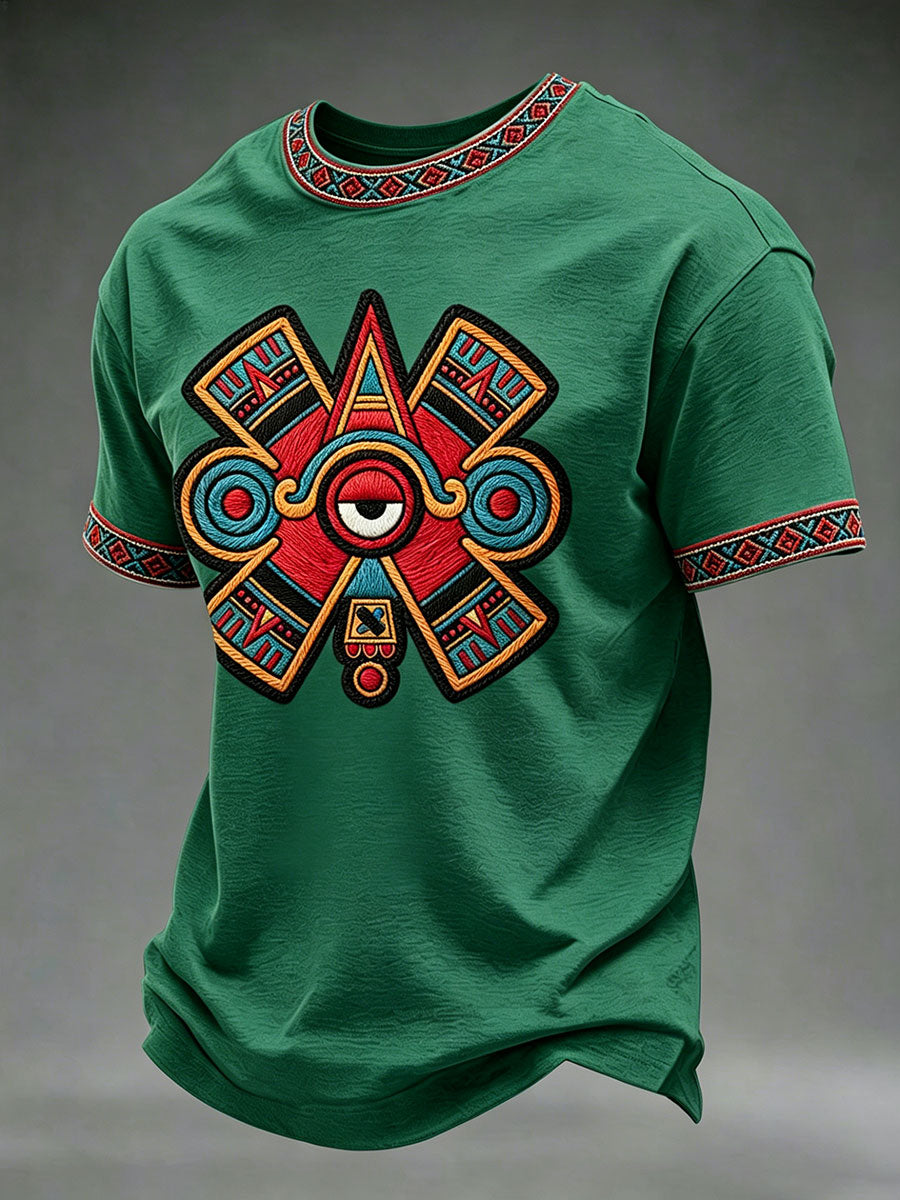 Men's Aztec Eye Print Casual T-shirt