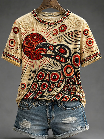 Women’s Indigenous Print Casual T-Shirt