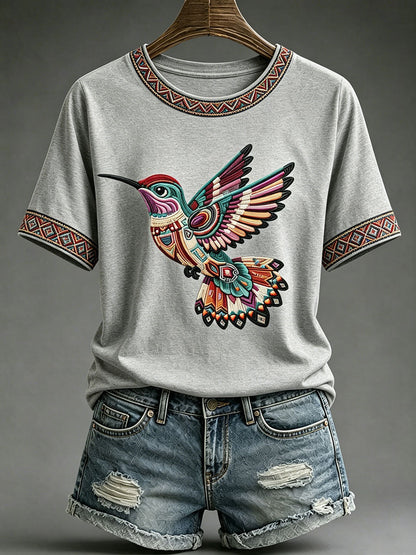Women's Indigenous Art Print Casual T-Shirt