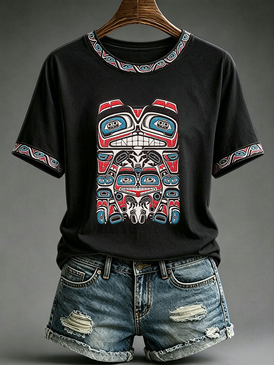 Women's Indigenous Totem Print Casual T-Shirt