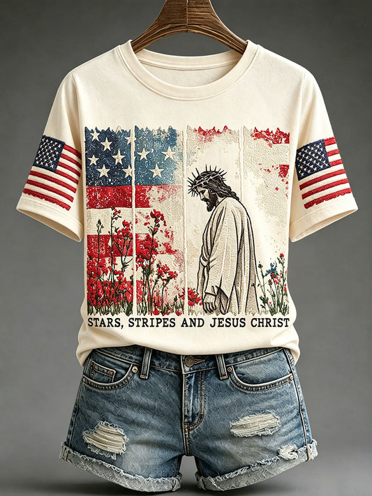 Women's 'Stars Stripes and Jesus Christ' T-shirts