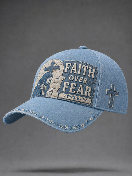 Unisex Christian Jesus Faith Over Fear Print Hat