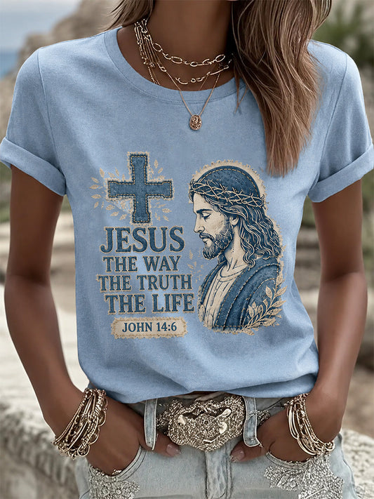 Women's Christian Jesus The Way The Truth The Life Print Casual Tee