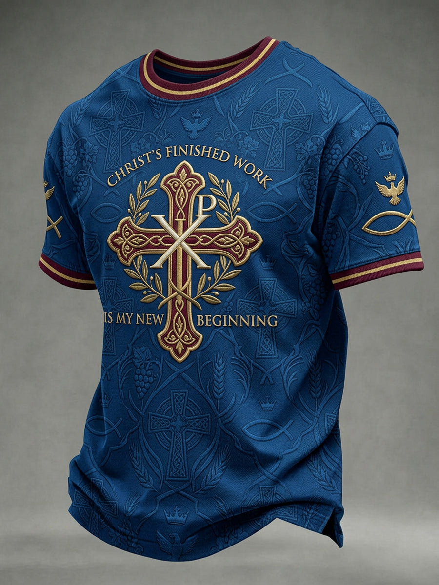 Men's Religious Print Casual Short-Sleeve T-Shirt