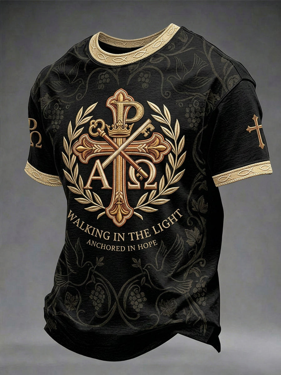 Men's Religious Print Casual Short-Sleeve T-Shirt