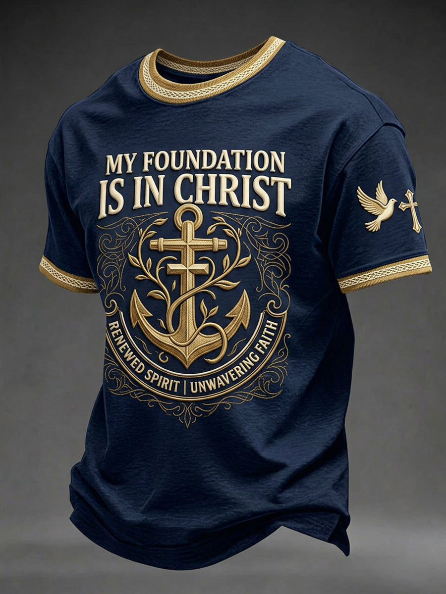 Men's Religious Print Casual Short-Sleeve T-Shirt