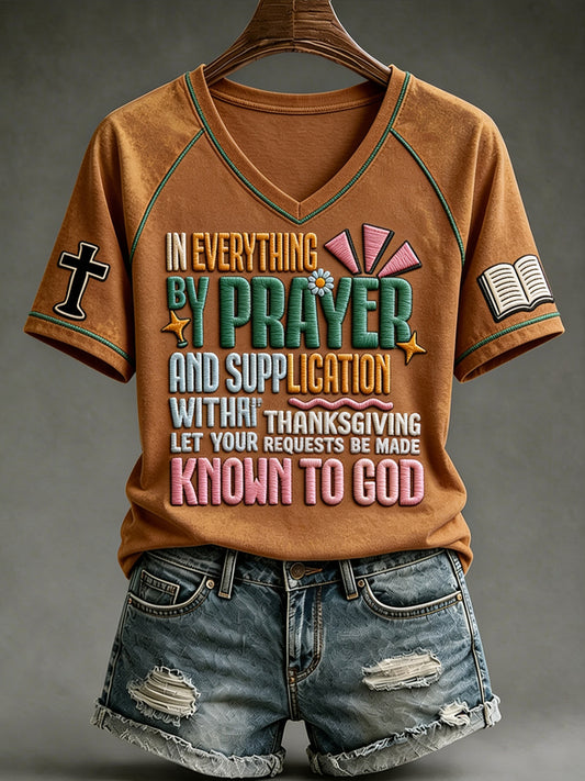 Women's Religious Print Casual Short-Sleeve T-Shirt