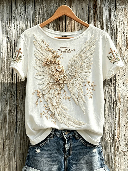 Women's faith element pattern printed casual short-sleeve T-shirt
