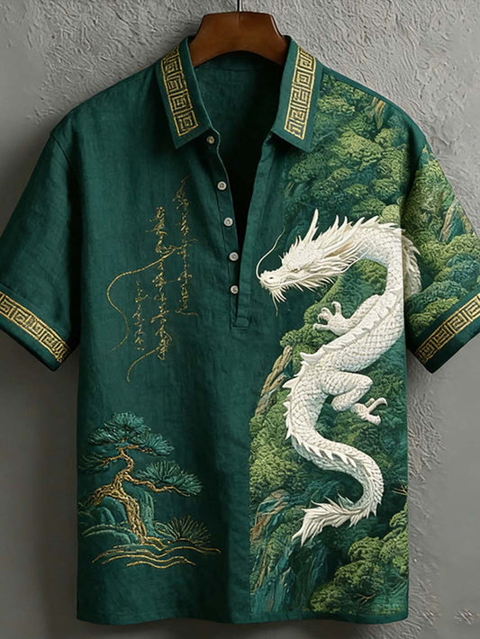 Men's Japanese Art Retro Style Casual Short Sleeve Shirt