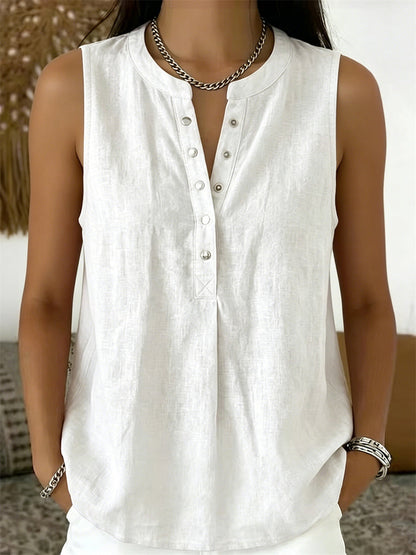 Women's Simple Pinched Button Up Comfy Tank Top