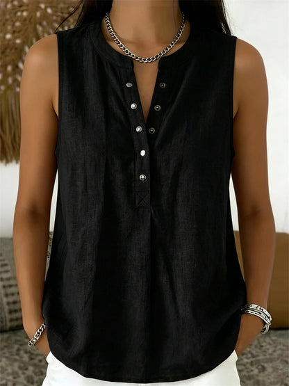 Women's Simple Pinched Button Up Comfy Tank Top