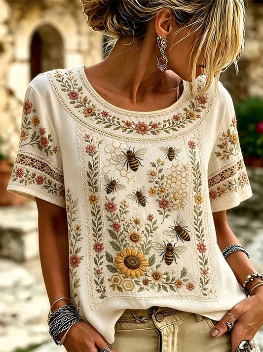Women's Elegant Cotton and Linen Top